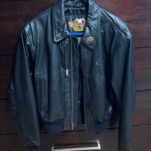 Harley-Davidson Black Leather Bomber Jacket